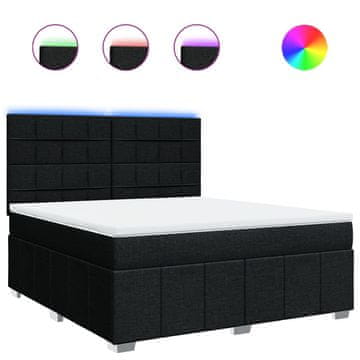 Vidaxl Box spring postelja z vzmetnico črna 180x200 cm blago