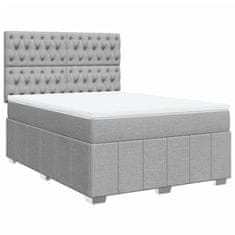Vidaxl Box spring postelja z vzmetnico svetlo siva 140x200 cm blago