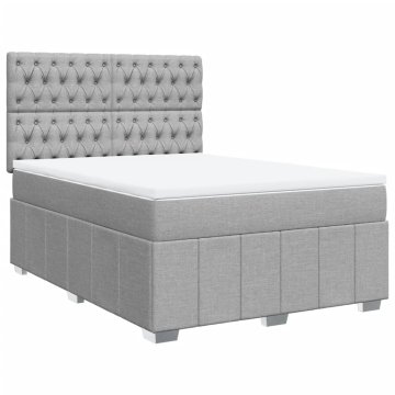 Vidaxl Box spring postelja z vzmetnico svetlo siva 140x200 cm blago