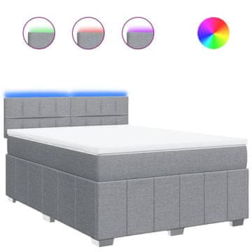 Vidaxl Box spring postelja z vzmetnico svetlo siva 160x200 cm žamet