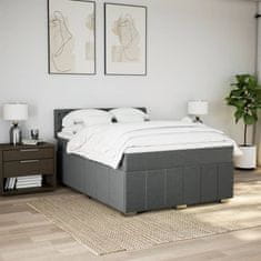 Vidaxl Box spring postelja z vzmetnico temno siva 160x200 cm blago