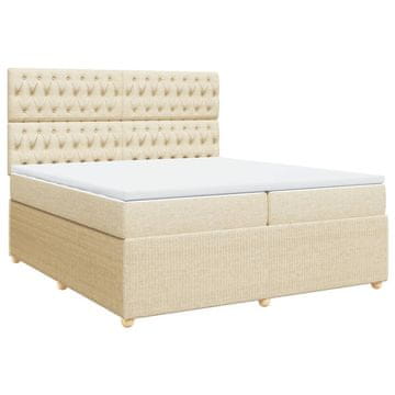 Vidaxl Box spring postelja z vzmetnico krem 200x200 cm blago