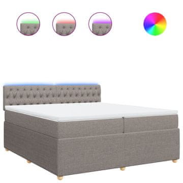 Vidaxl Box spring postelja z vzmetnico taupe 200x200 cm blago