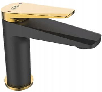 shumee Nizka armatura za umivalnik Rubio s klik-klak zamaškom, črna/zlata