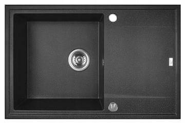 shumee Enojno granitno pomivalno korito z odcejalnikom 50x78 cm + črni sifon