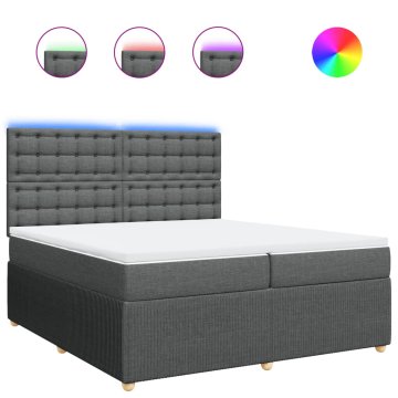 Vidaxl Box spring postelja z vzmetnico temno siva 200x200 cm blago