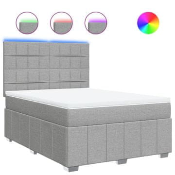Vidaxl Box spring postelja z vzmetnico svetlo siva 160x200 cm žamet