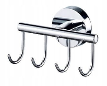 shumee Stenski obešalnik s 4 kavlji, 11x6 cm, krom