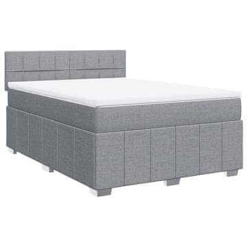 Vidaxl Box spring postelja z vzmetnico svetlo siva 140x200 cm blago