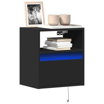 Vidaxl vidaXL Stenske TV omarice z LED osvetlitvijo, 2 kosa, črne, 41x31x45 cm