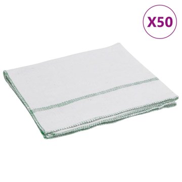 Vidaxl Krpe za čiščenje 50 kosov bele z zelenimi črtami 50x60 cm