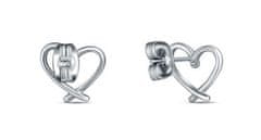 Vuch Minimalistični jekleni uhani Hearts Emery Silver