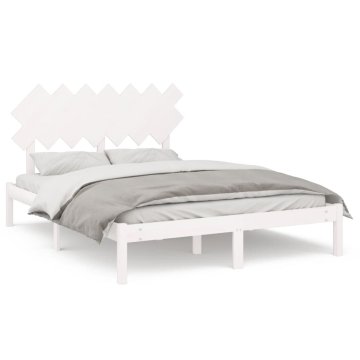 Vidaxl Posteljni okvir bel 140x190 cm trden les