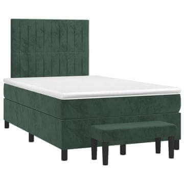 Vidaxl Box spring postelja z vzmetnico temno zelen 120x190 cm žamet