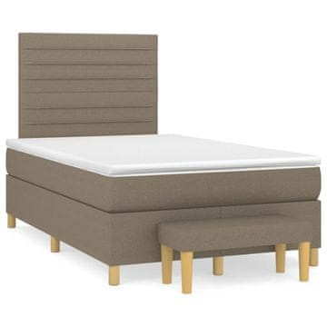 Vidaxl Box spring postelja z vzmetnico taupe 120x190 cm blago