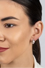 Brilio Silver Elegantni srebrni uhani s cirkoni in biseri EA1053W