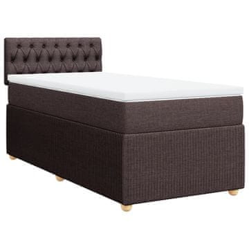 Vidaxl Box spring postelja z vzmetnico temno rjava 90x200 cm blago