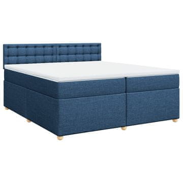 Vidaxl Box spring postelja z vzmetnico modra 200x200 cm blago