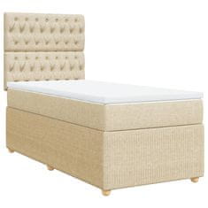 Vidaxl Box spring postelja z vzmetnico krem 90x200 cm blago