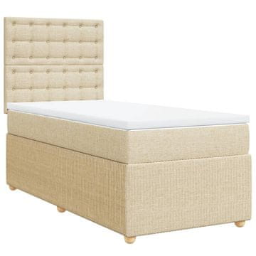 Vidaxl Box spring postelja z vzmetnico krem 80x200 cm blago