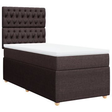 Vidaxl Box spring postelja z vzmetnico temno rjava 90x200 cm blago