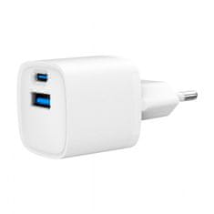 Gembird hitri polnilec USB A/C PD/QC 3.0 2 porta 20W / 3 A bel (TA-UC-PDQC20-W-01)