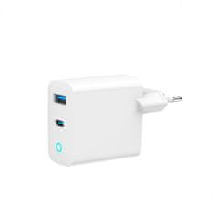 Gembird hitri polnilec USB A/C PD/QC 3.0 2 porta 65W / 3A (TA-UC-PDQC65L-W-01) LED indikator (prikaz stanja polnjenja)