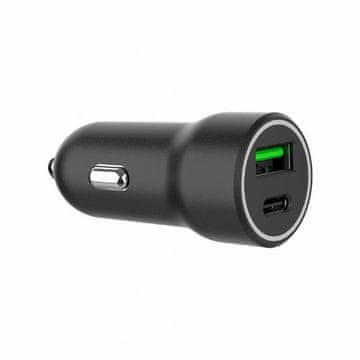 Gembird hitri avto polnilec z 2 vrati USB A/C PD/QC, črn 20 W, 2.2A (TA-UC-A2PDQC20-CAR-01)