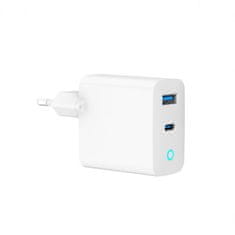 Gembird hitri polnilec USB A/C PD/QC 3.0 2 porta 65W / 3A (TA-UC-PDQC65L-W-01) LED indikator (prikaz stanja polnjenja)