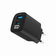 Gembird TA-UC-PDQC30LCD-BK-01 2-portni USB A/C PD/QC 3.0 30W/ 3A hitri polnilnik USB črn LCD