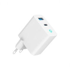 Gembird hitri polnilec USB A/C PD/QC 3.0 2 porta 65W / 3A (TA-UC-PDQC65L-W-01) LED indikator (prikaz stanja polnjenja)