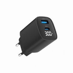 Gembird TA-UC-PDQC30LCD-BK-01 2-portni USB A/C PD/QC 3.0 30W/ 3A hitri polnilnik USB črn LCD