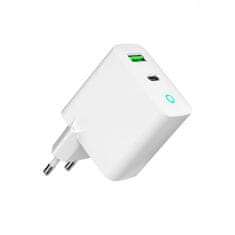 Gembird hitri polnilec USB A/C PD/QC 3.0 2 porta 20W / 2.1A (TA-UC-PDQC20L-W-01) LED indikator (prikaz stanja polnjenja)