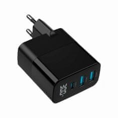 Gembird TA-UC-PDQC30LCD-BK-02 3-portni USB A/C PD/QC 3.0 30W/ 3A hitri polnilnik USB črn LCD (stanje polnjenja)