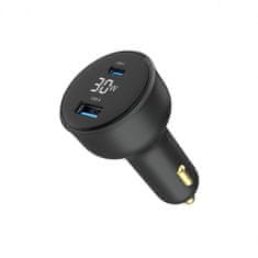 Gembird TA-UC-AC2PD30LCD-CAR-01 hitri avto polnilec z 2 vrati USB PD/QC, črn 30 W, 3.6A LCD