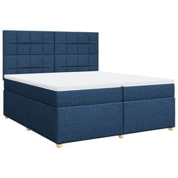 Vidaxl Box spring postelja z vzmetnico modra 200x200 cm blago