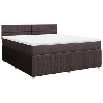 Vidaxl Box spring postelja z vzmetnico temno rjava 180x200 cm blago