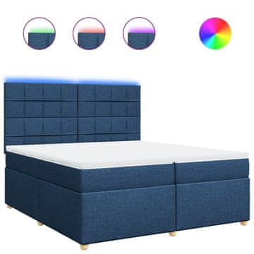 Vidaxl Box spring postelja z vzmetnico modra 200x200 cm blago