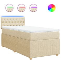 Vidaxl Box spring postelja z vzmetnico krem 90x190 cm blago