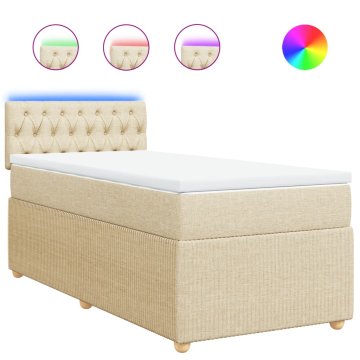 Vidaxl Box spring postelja z vzmetnico krem 90x190 cm blago