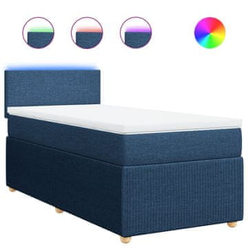 Vidaxl Box spring postelja z vzmetnico modra 90x200 cm blago