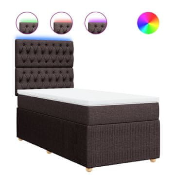 Vidaxl Box spring postelja z vzmetnico temno rjava 90x200 cm blago