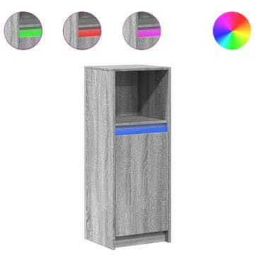 Vidaxl Komoda z LED siva sonoma 38x34x100 cm inženirski les