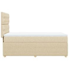 Vidaxl Box spring postelja z vzmetnico krem 90x200 cm blago