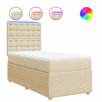 Vidaxl Box spring postelja z vzmetnico krem 100x200 cm blago
