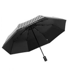 Flamenco Mystique Avtomatski dežnik z elegantnimi vzorci, črno, vinilna tkanina, 98 cm