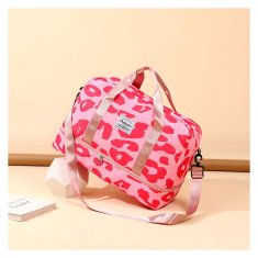 Flamenco Mystique Cestovni torba z dvema predeloma roza PANTERKA 51x25x39cm T264