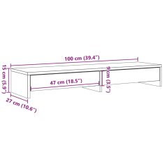 Vidaxl Stojalo za zaslon s predali betonsko siva 100x27x15 cm inž. les