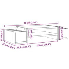 Vidaxl Stojalo za zaslon s predelki sonoma hrast 70x27x15 cm inž. les