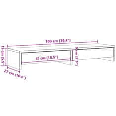 Vidaxl Stojalo za zaslon s predali rjavi hrast 100x27x15 cm inž. les
